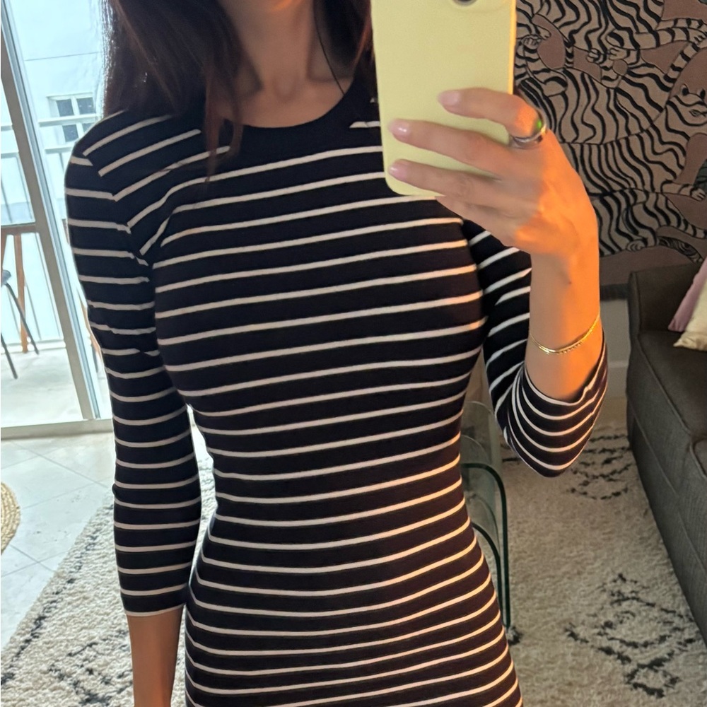 Striped Black and White Bodycon Dress